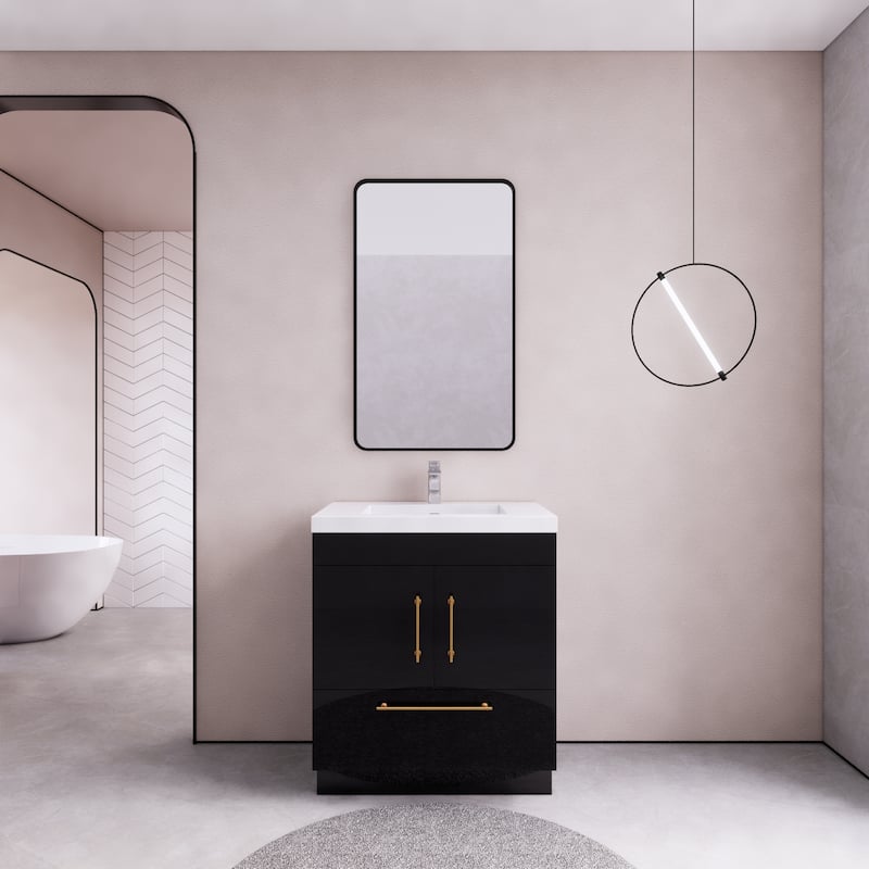 Eliza 30'' Freestanding Vanity with Single Sink - 30'' Width - High Gloss Black