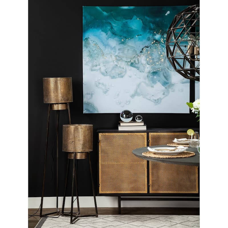 Gold Textured Tripod Floor Lamp - 15.5" W x 54" H x 15.5" D
