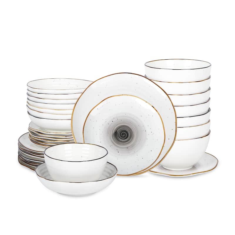 Christian Siriano Luma Porcelain Dinnerware Set - Black - 32 Piece