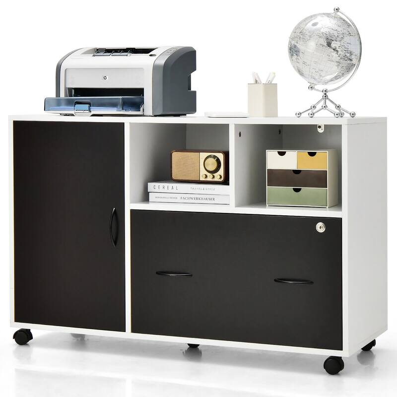 Gymax Mobile File Cabinet Lockable Lateral Filing Shelves for Letter / - Multi - Legal