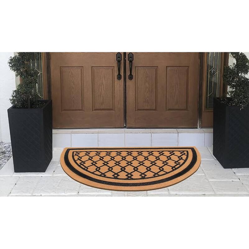 A1HC Natural Coir Flock Door Mat for Front Door, Anti-Shed Treated Doormat