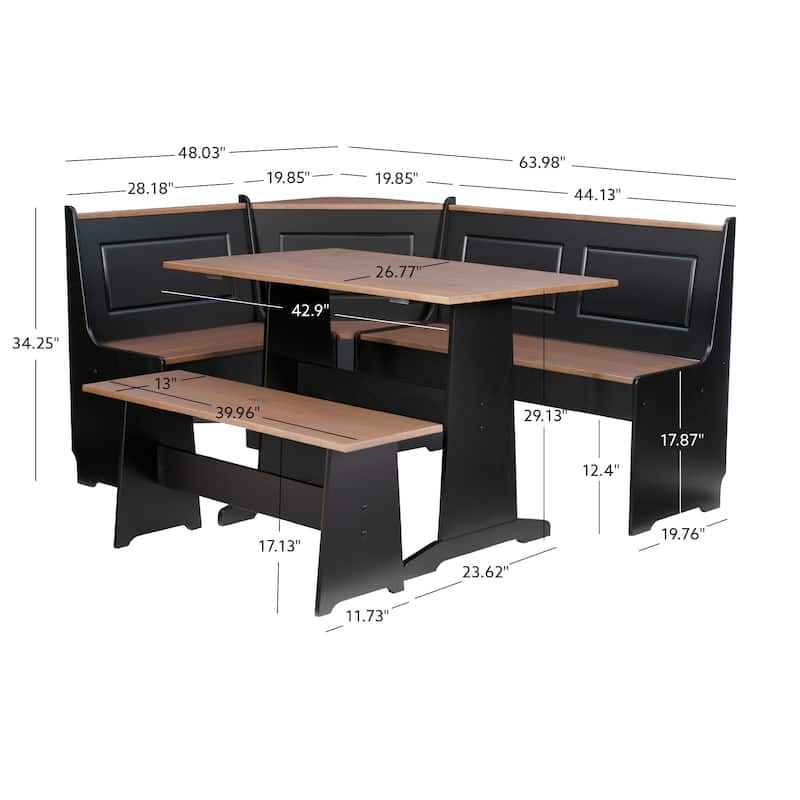 Middlecreek Wood Farmhouse Breakfast Nook Dining Set