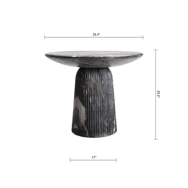 dimension image slide 0 of 2, Studio London Faux Travertine Bistro Table Maddox Concrete Patio Table