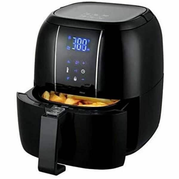 COSTWAY Electric Hot Air Fryers Oven, 1700W Oilless Cooker with Timer &  Temperature Control, NonstickFry Basket, Auto Shutoff Protection, Black,  5.3
