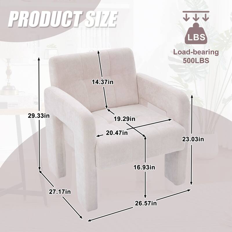 Modern Minimalist Casual Single Armchair Living Room, Bedroom, Office Area Upholstered Chair Comfortable Padded Armchair