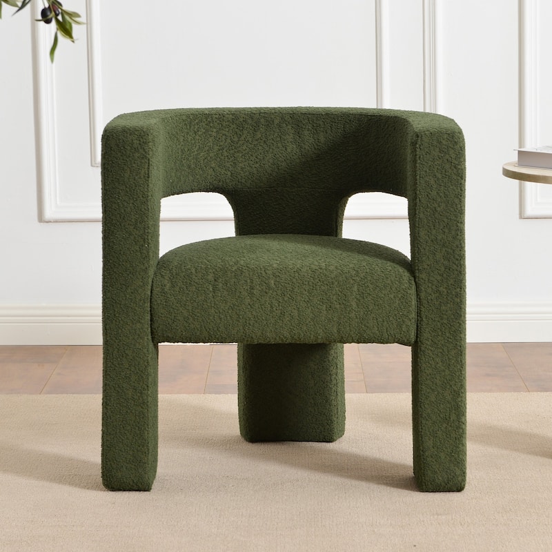 KINWELL 28" Wide Boucle Upholstered Square Armchair - Green