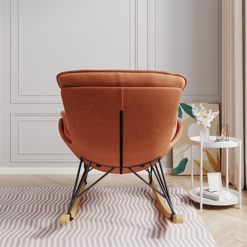 Single Leisure Lounge Chair, Balcony Rocking Chair with Detachable Cushion