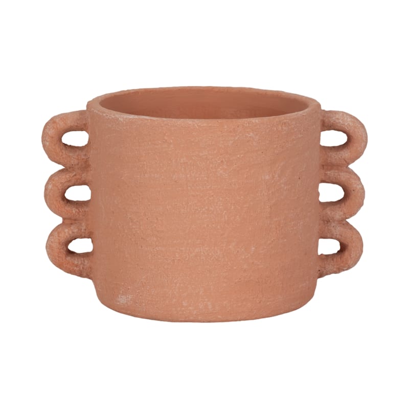 Pottery and Cement Planter Multi-Loop Handle Design Contemporary