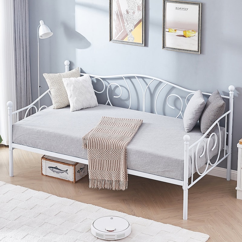 Javlergo Twin Metal Daybed Frame with Slats, Classic Mattress Foundation, No Box Spring Needed