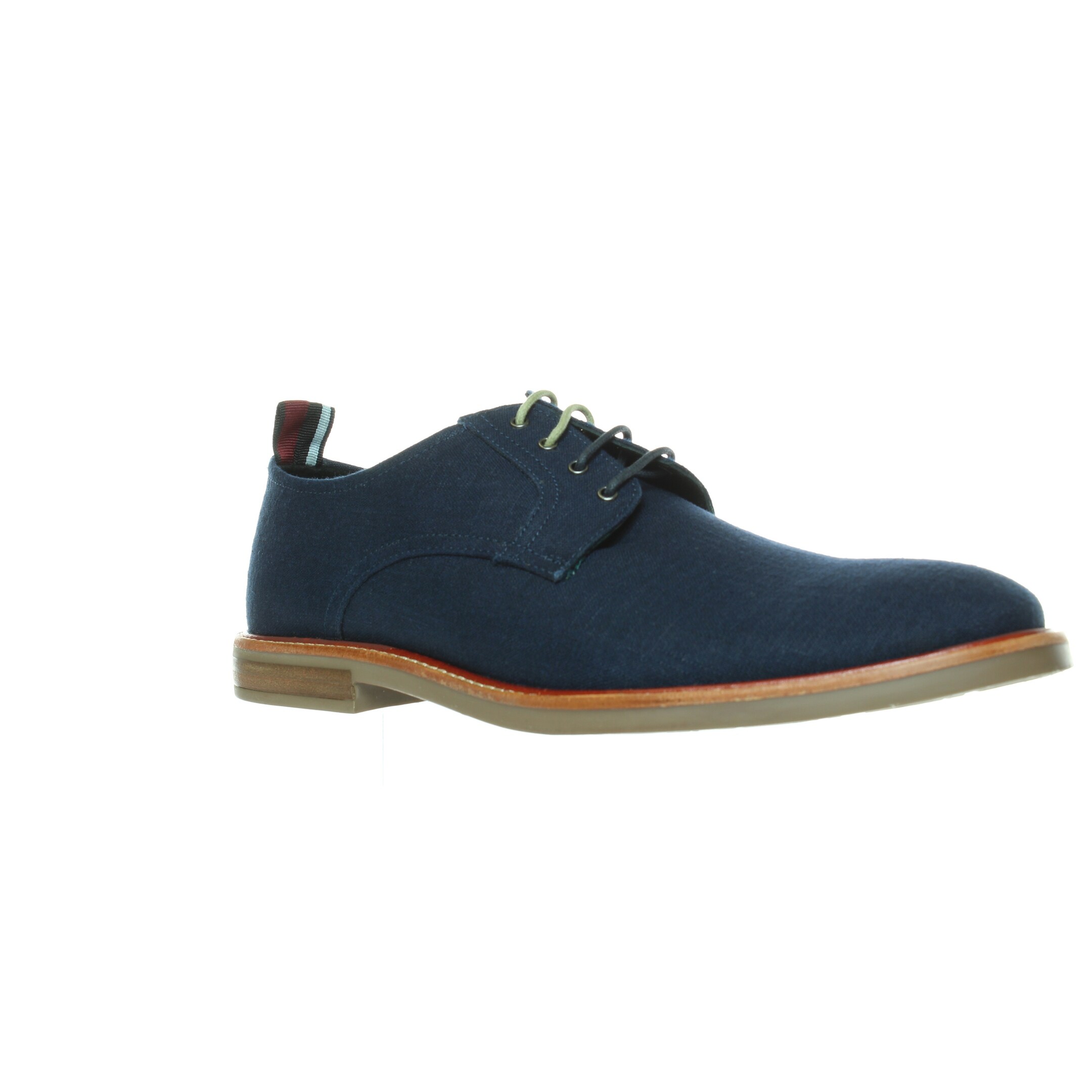 Shop Ben Sherman Mens Brent Plain Toe Navy Linen Oxford Dress Shoe