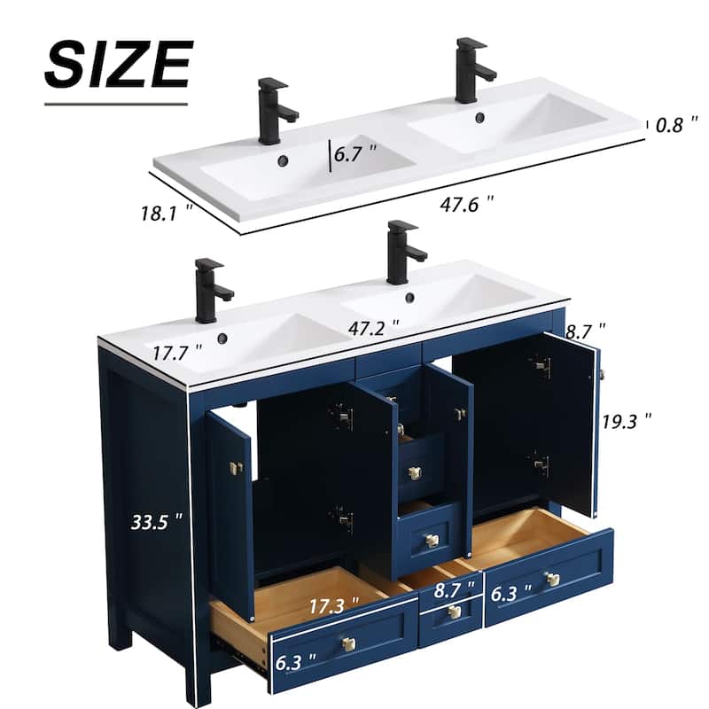 48" Bathroom Vanity Set W/Drop in Sink Faucet Cabinet Combo