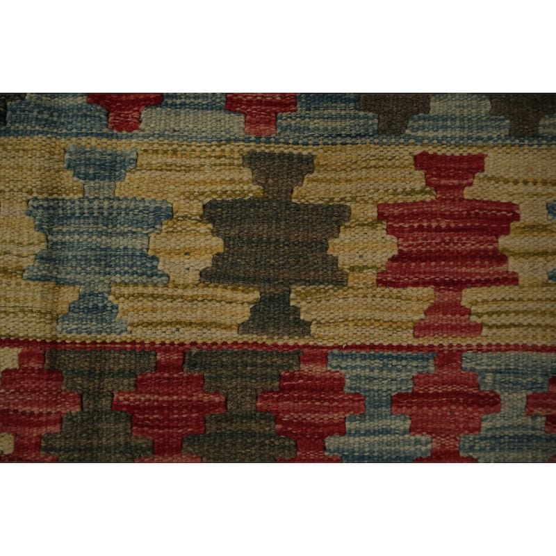 Hand Woven Oriental 100% Wool Carpet Southwestern Tribal Red Kilim Area Rug - 9' 10'' X 6' 6''