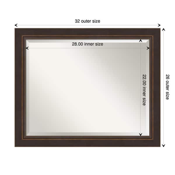 dimension image slide 1 of 6, Beveled Wood Bathroom Wall Mirror - Lara Bronze Frame - Lara Bronze