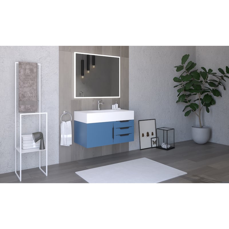 Nile 36-Inch Wall Mounted Bathroom Vanity Set w/ White Top
