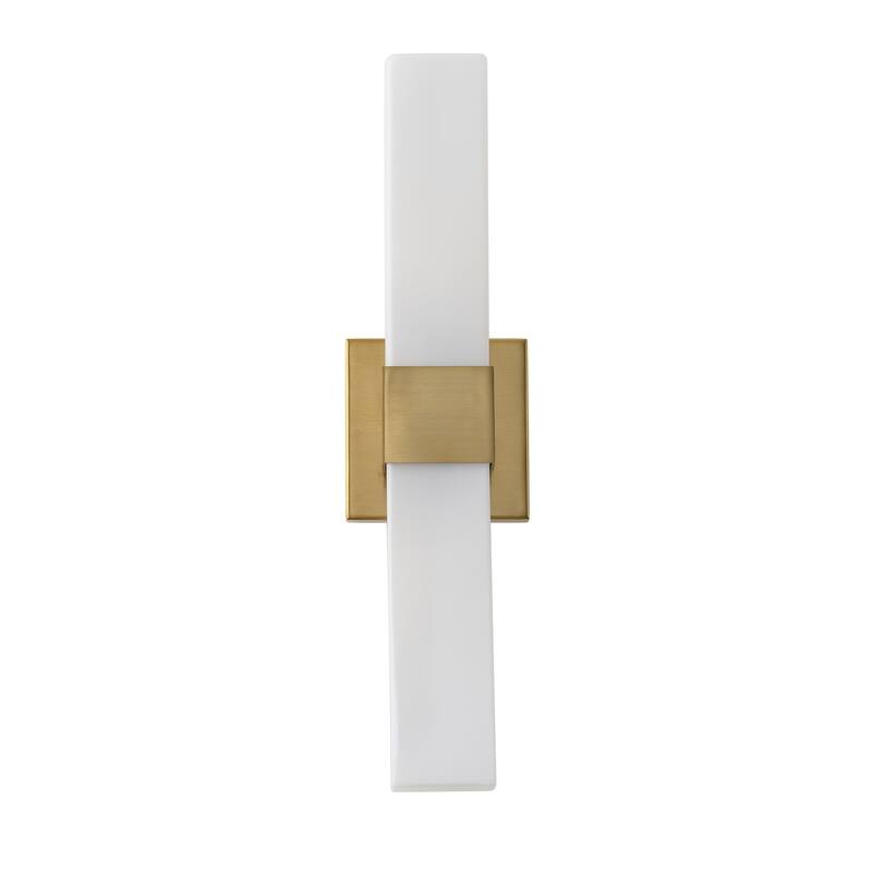 Aiwen Modern 1-Light LED Wall Sconce Electroplated Brass Finish with White Jade Acid-Washed Glass Shade