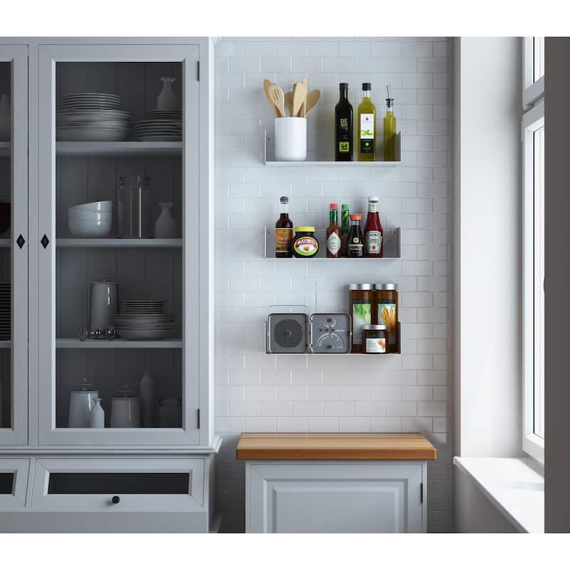 Wallniture Bali U Shape Floating Shelf White Metal Bookshelf White Wall Mount Shelving