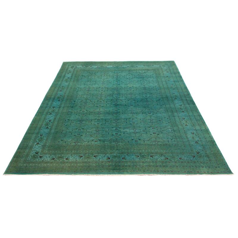 ECARPETGALLERY Hand-knotted Vibrance Cyan Wool Rug - 9'1 x 12'0