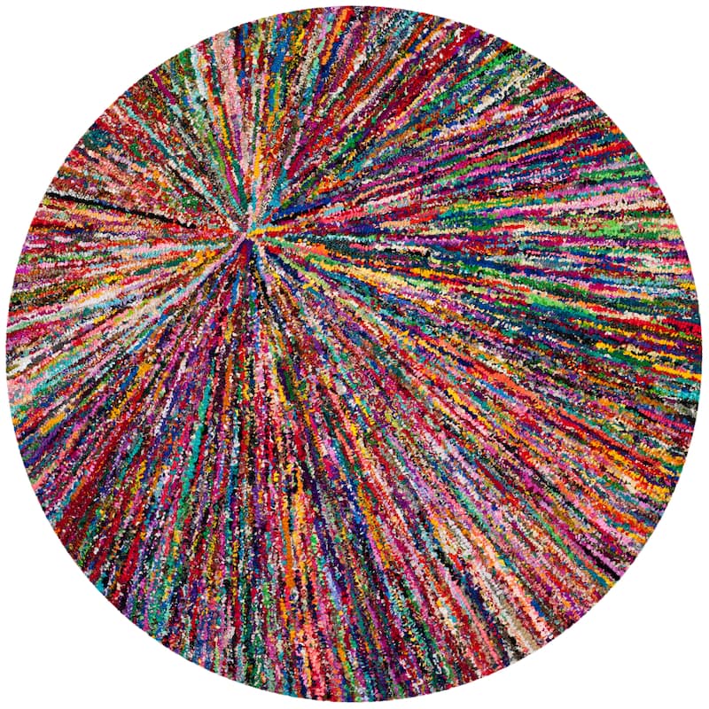 SAFAVIEH Nantucket Neoma Handmade Cotton Area Rug - 6' Round - Multi