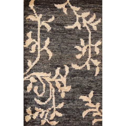 Abstract Black Oriental Area Rug Hand-knotted Jute Carpet - 3'2" x 5'2"