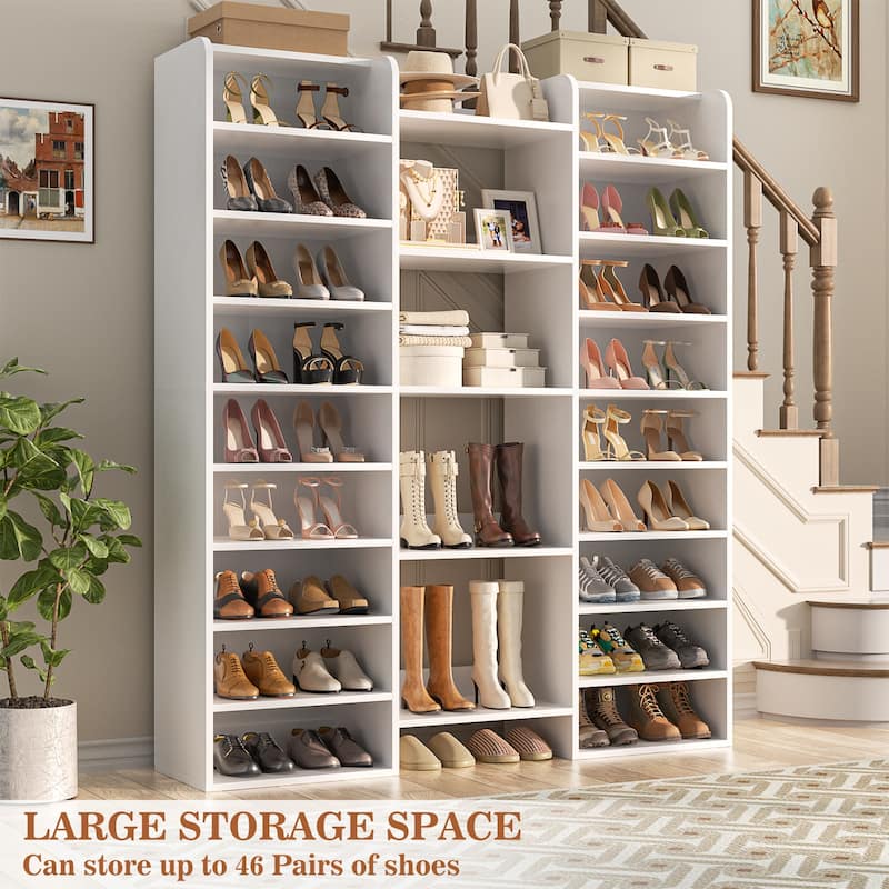 10-Tiers Shoe Rack with 22 Open Cubbies, 60''H × 47''W, Freestanding Shoe Storage Organizer with Shelves for Entryway - N/A