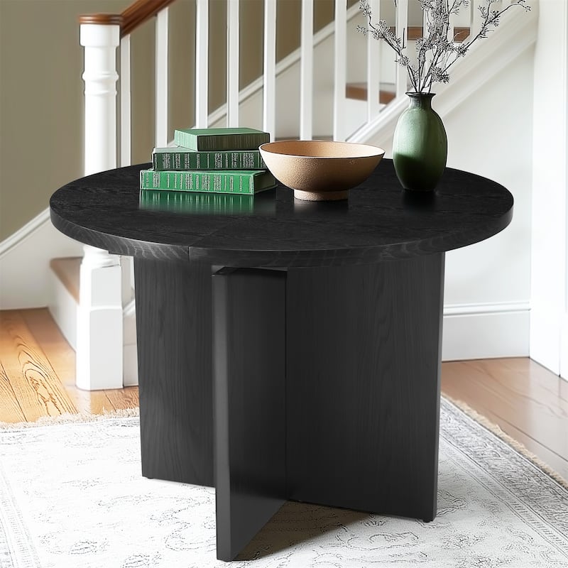 Extendable Solid Wood Dining Table for Small Spaces - Black