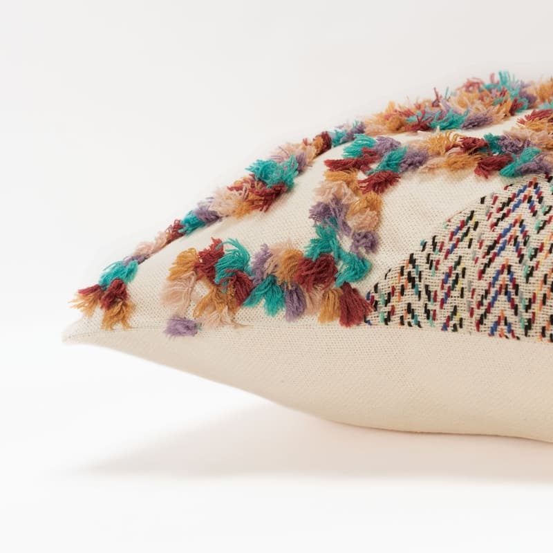 Teal/ Natural Textured Chevron Decorative Pillow