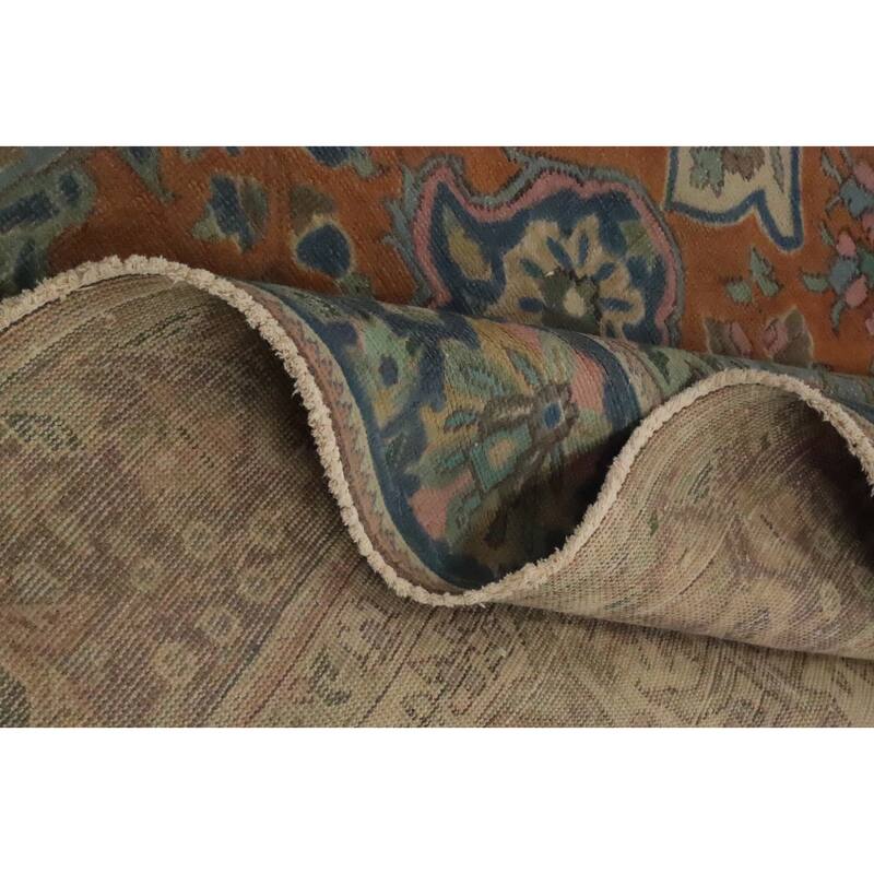 Hand Knotted Oriental 100% Wool Carpet Traditional Floral Oranges & Rust Tabriz Area Rug - 12' 1'' X 9' 1''