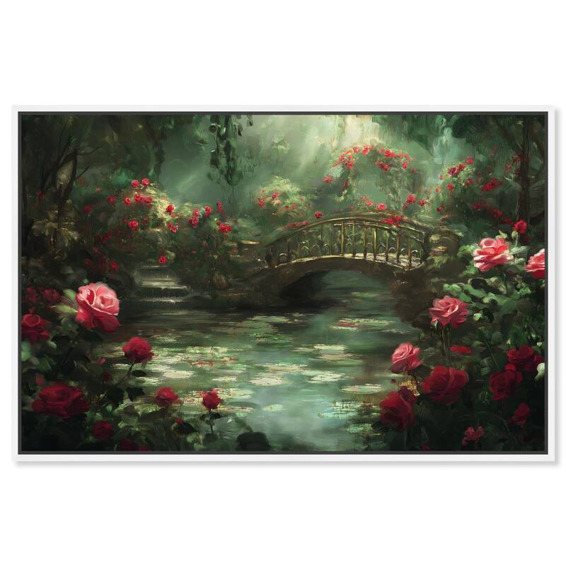 Rose Garden Bridge Canvas by Art Remedy - White - 54" x 36"