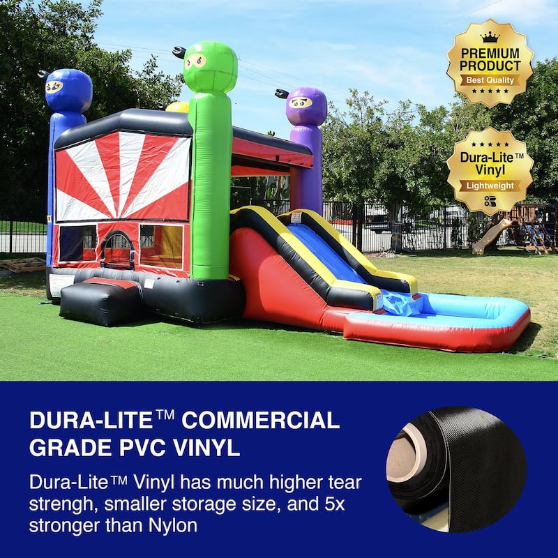 HeroKiddo Ninja Warrior Commercial Grade Inflatable Bounce House & Slide Combo for Kids and Adults (with Air Blower)
