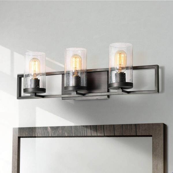 slide 2 of 9, Carbon Loft Modern 3-Light Rustic Bathroom Vanity Lights Wall Sconces - W24.2"x H7.5"x E5.5"