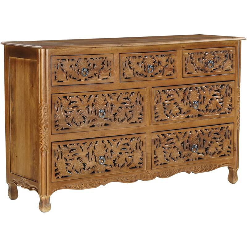 Florence Solid Mango Wood 7-Drawer Dresser Bedroom Storage Assembled