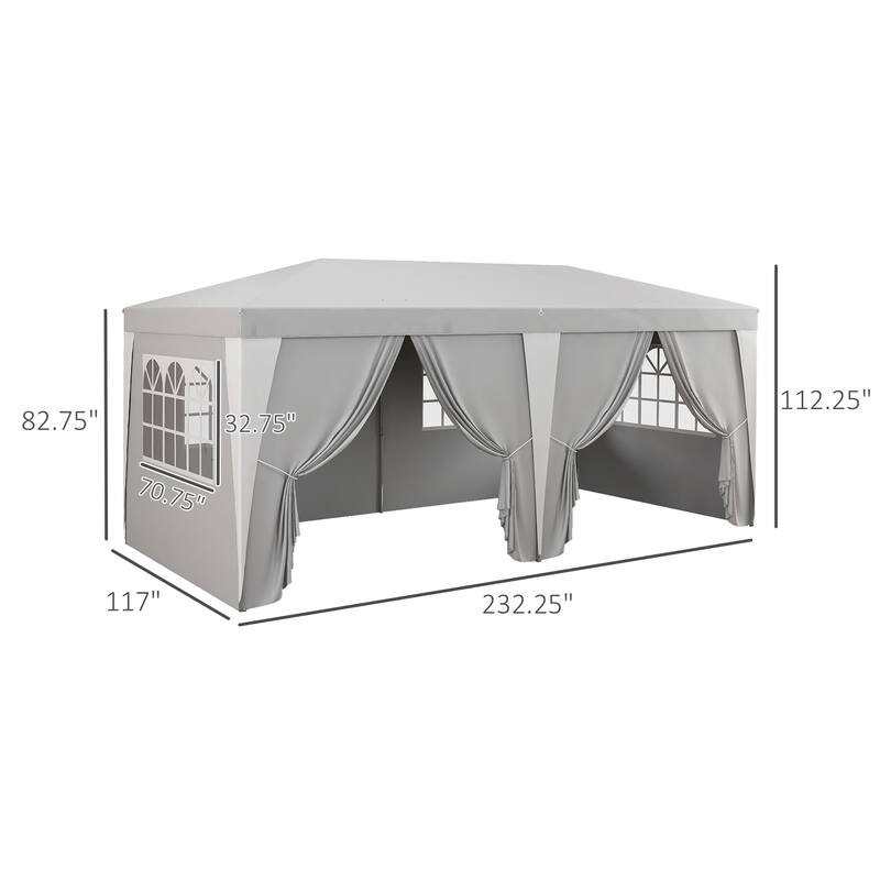 19 x 10 Foot Pop Up Canopy Tent with Removable Sidewalls, Adjustable Height, Instant Shelter Gazebo for Outdoor Events