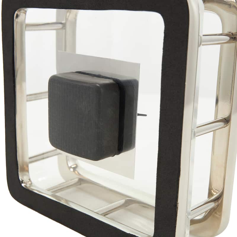 Silver Aluminum Dimensional Open Frame Geometric Clock