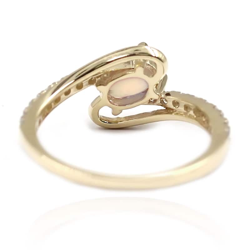 Yellow Gold Over Sterling Silver Ethiopian Opal and White Topaz Ring