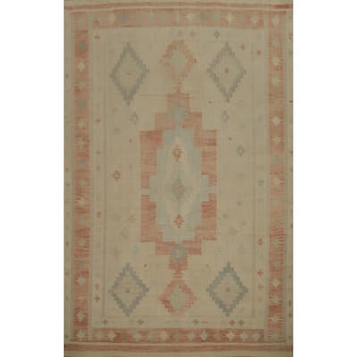 Hand Woven Oriental 100% Wool Carpet Southwestern Tribal Beige & Ivories Kilim Area Rug - 11' 9'' X 9' 0''