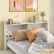 preview thumbnail 4 of 6, White Platform Bed with Bookcase, Twin Trundle, Drawers