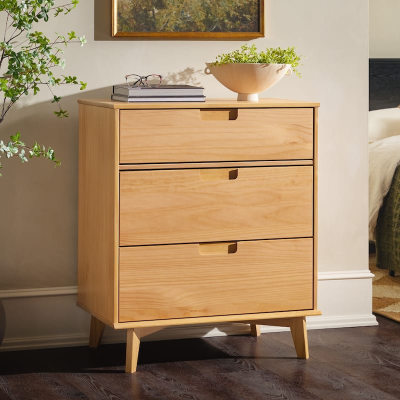 Middlebrook Mid-Century Solid Pine 3-Drawer Storage Chest