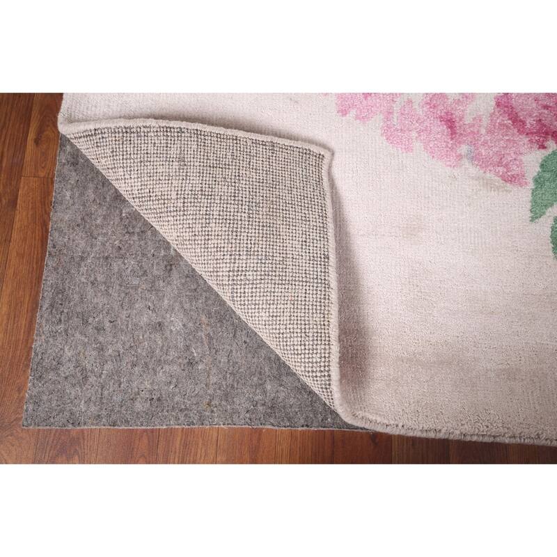 Floral Abstract Area Rug Handmade Wool & Silk Carpet - 6'7"x 9'7"
