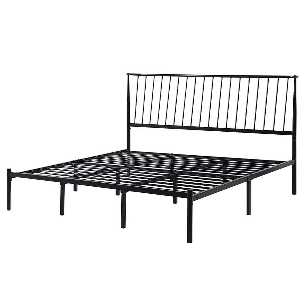 Bliss Metal Platform Bed with Curved Metal Headboard by iQ Modern