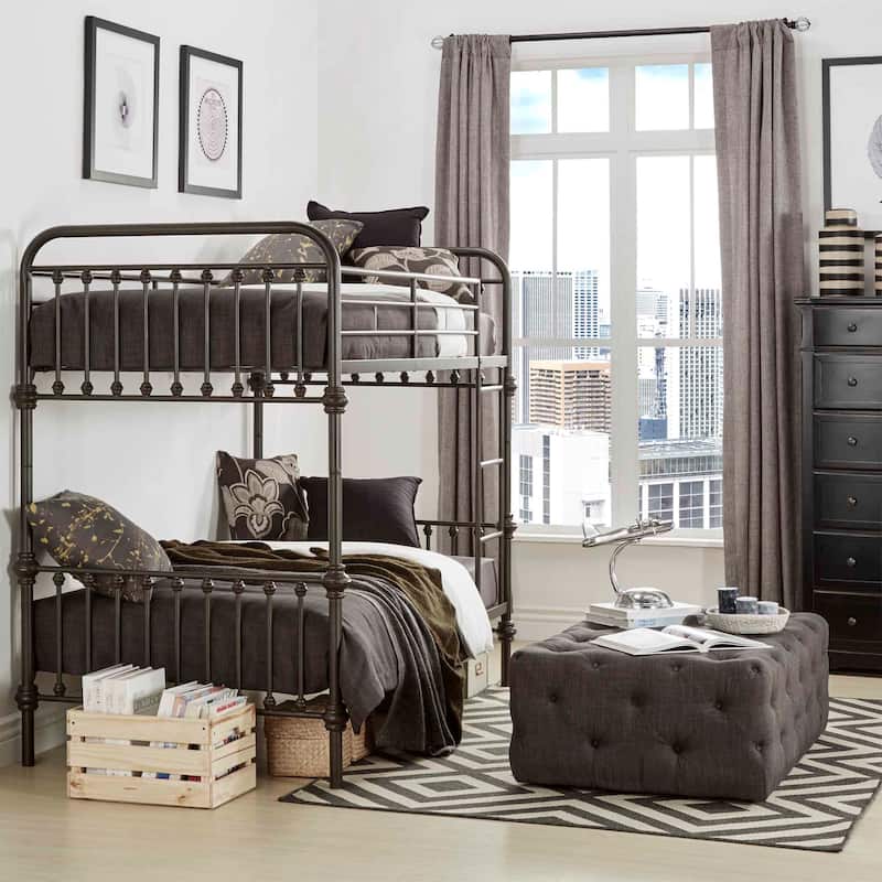Vilnius Antique Dark Bronze Iron Metal Bunk Bed