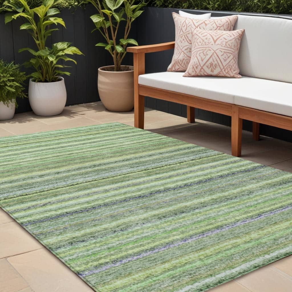HomeRoots Striped Transitional Rectangle Outdoor Rug