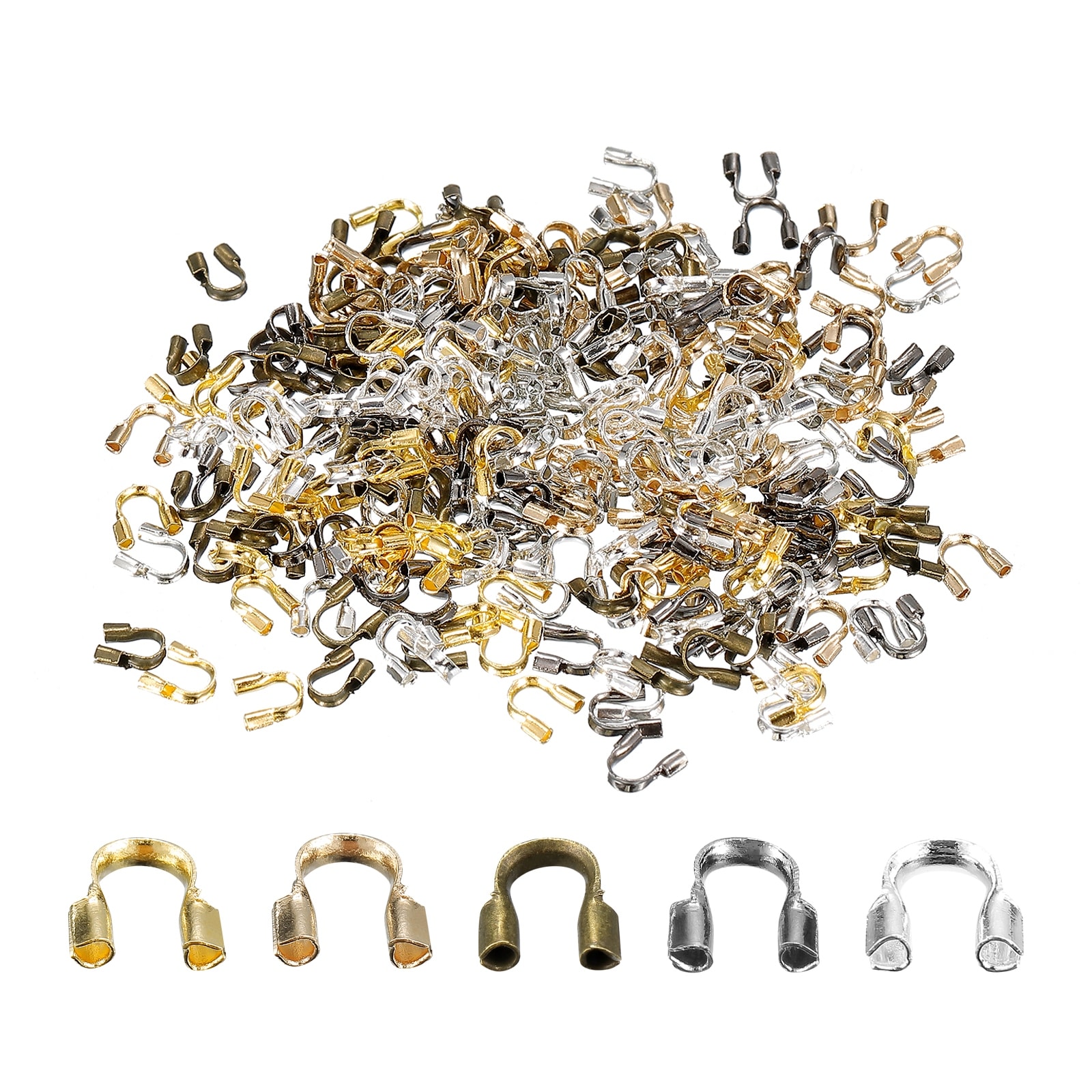 300pcs 0.6mm U Shape Wire Guard Thread Protector Loop for Jewelry Making, Bronze | Harfington