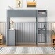 preview thumbnail 3 of 16, Grey Teddy Fleece Loft Bed with Stroage Drawers & Desk, Twin