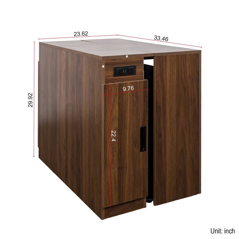 Modern Multifunctional Extendable Dining Table With Outlet,Space Saving Expanding Table With Storage
