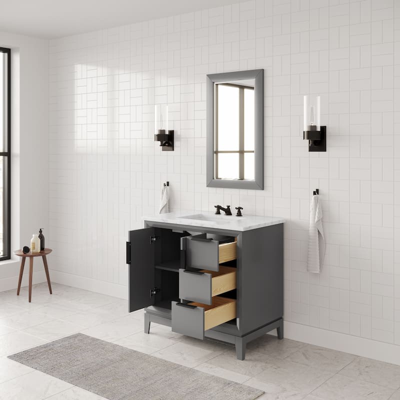 Elizabeth 36" Carrara White Marble Bathroom Vanity With Faucet