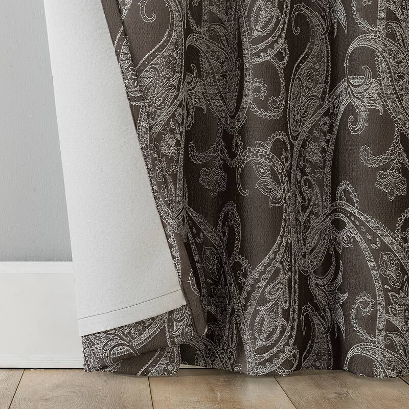 Sun Zero Pedra Paisley Embroidery Total Blackout Back Tab 1-Piece Curtain Panel, Single Panel