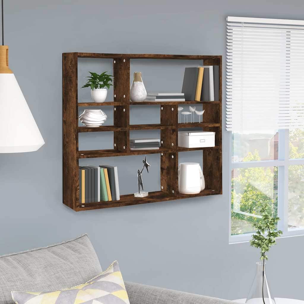 vidaXL Wall Shelf Hanging Wall Mounted Storage Display Rack Engineered Wood - 6.3 x 35.4 x 30.7 in