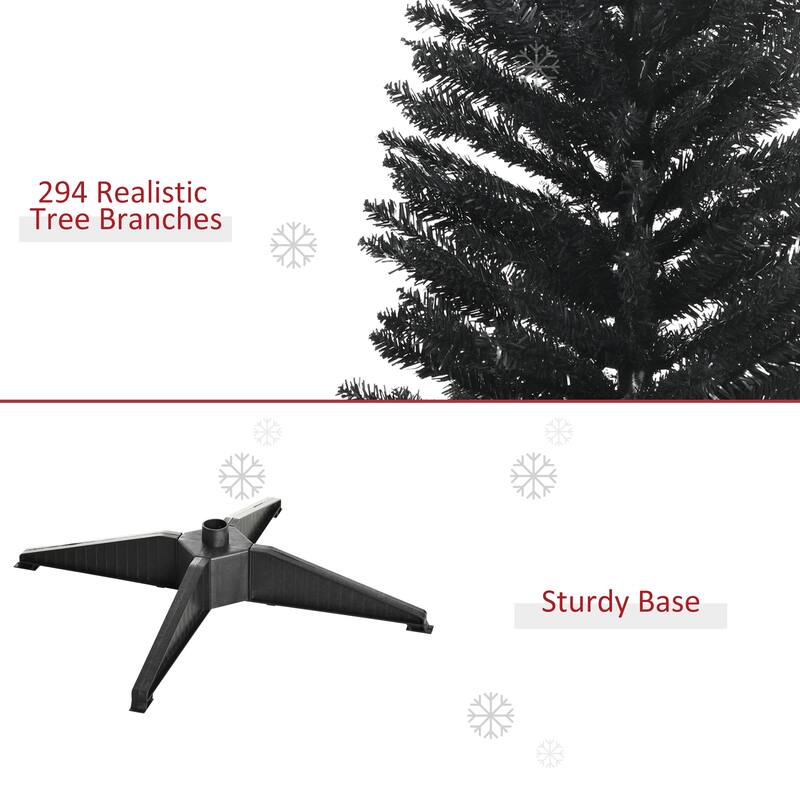 HOMCOM 5' Unlit Artificial Pencil Christmas Tree, Slim Xmas Tree with Foldable Metal Stand - 4.91 ft