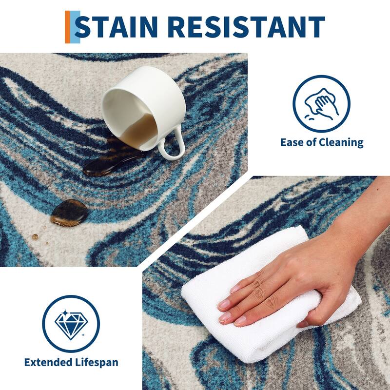 Washable Area Rugs for Living Room, Soft Modern Abstract Rug Non Slip Low Profile Carpets for Bedroom Dining Room