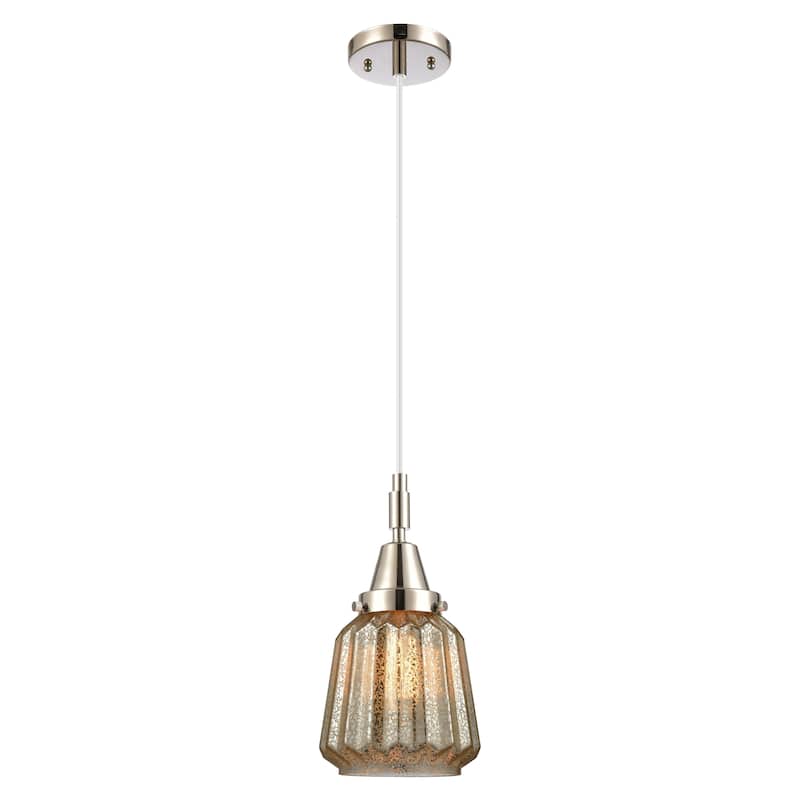 Innovations Lighting Downtown Urban - Caden Chatham - 1 Light 7" Cord Hung Mini Pendant - Polished Nickel/Mercury Shade